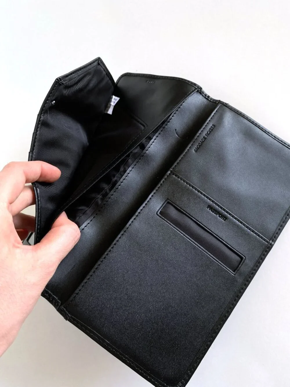 Vintage Samsonite Black Leather Travel Wallet Passport Organizer Card Holder